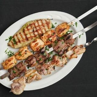 Mixed Grill Platter 4 Skewers 3 Sides
