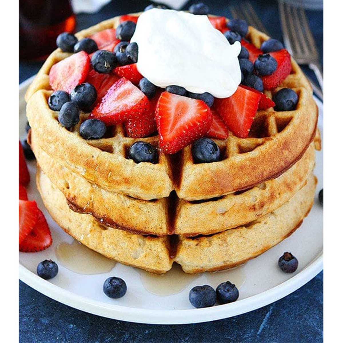 Belgian Waffle with Fresh Fruit and Whipped Cream