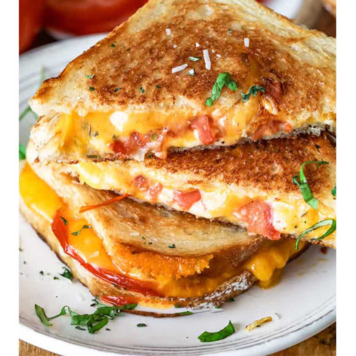 Grilled Cheddar Cheese with Tomatoes