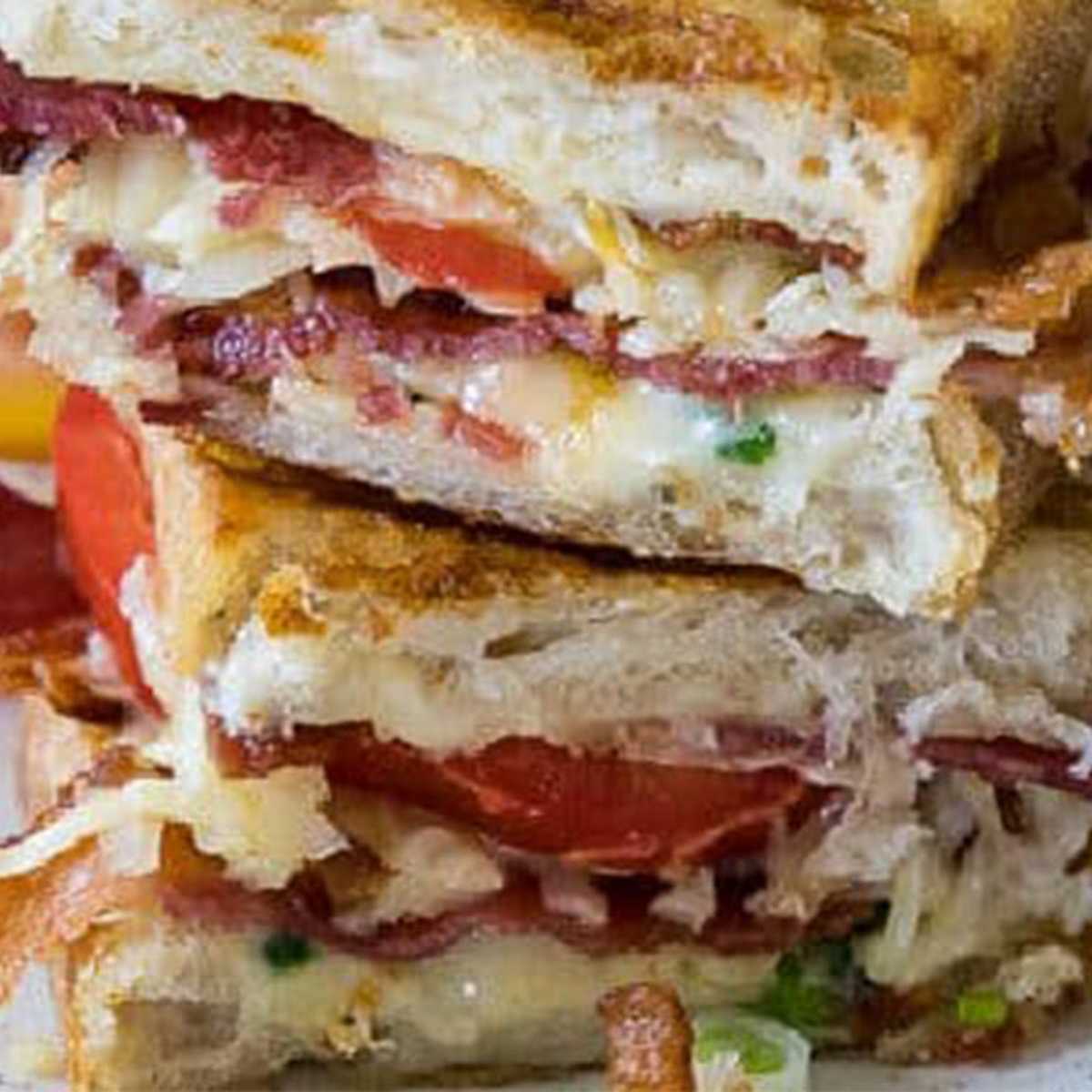 Grilled American Cheese with Bacon, Ham and Tomato