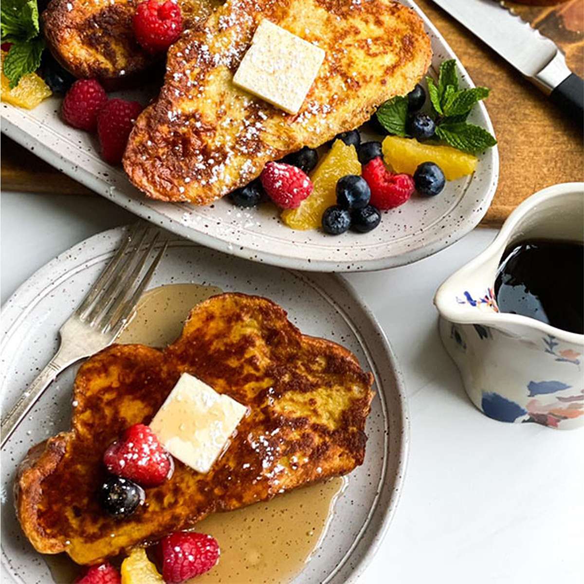 Challah Bread French Toast with Sausage