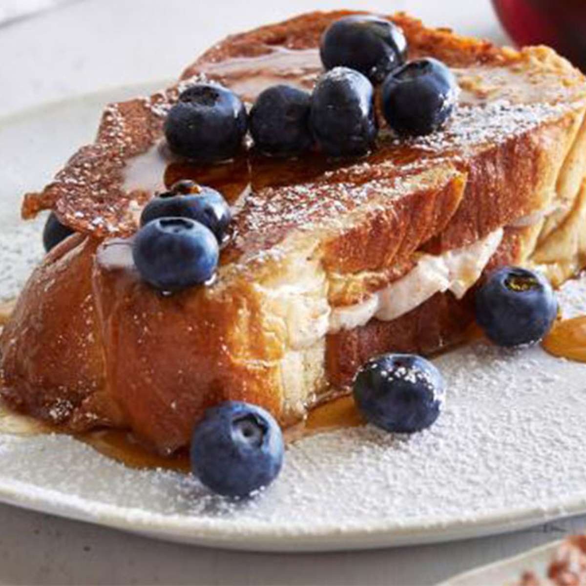 Challah Bread French Toast with Blueberry Preserves