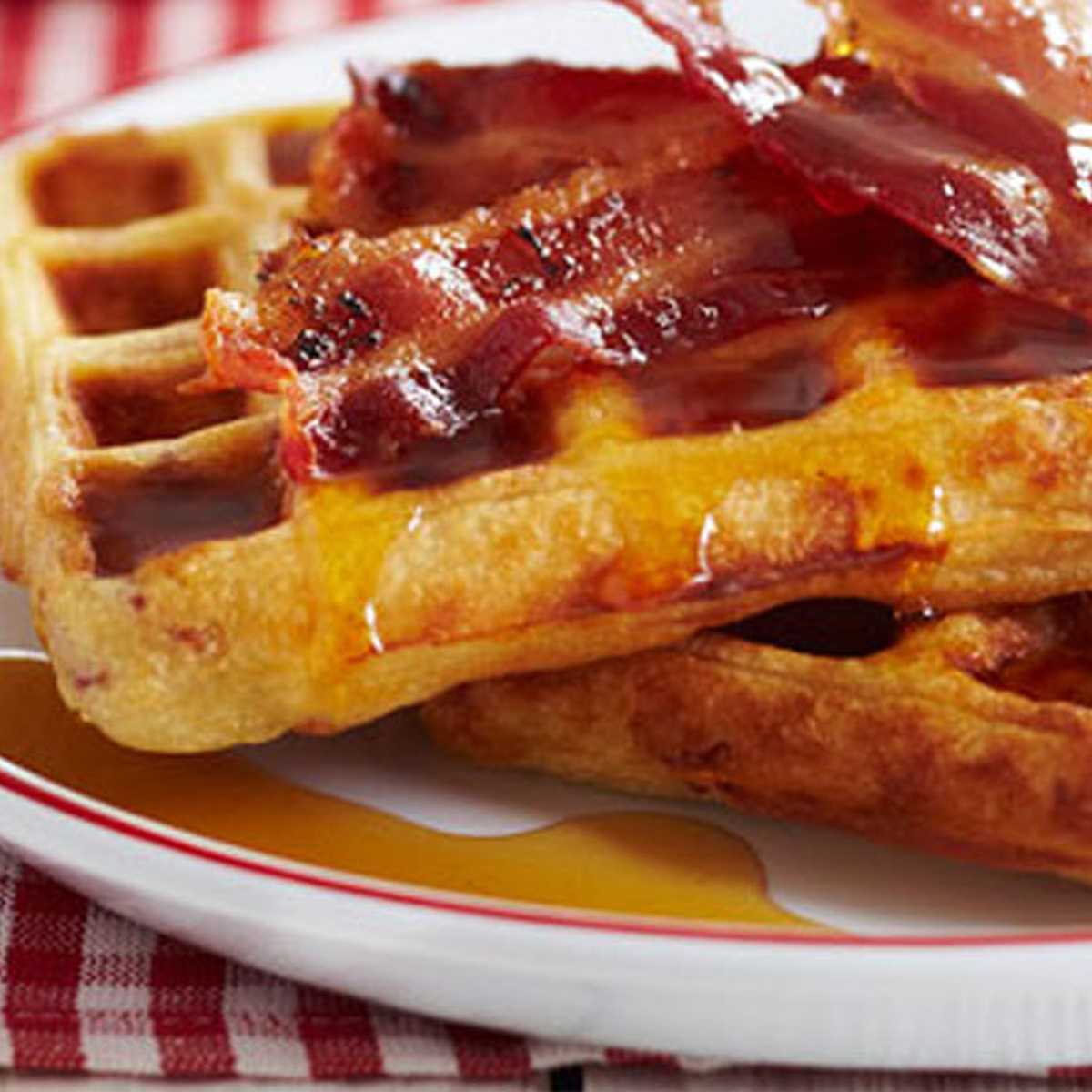 Belgian Waffle Plain with Bacon