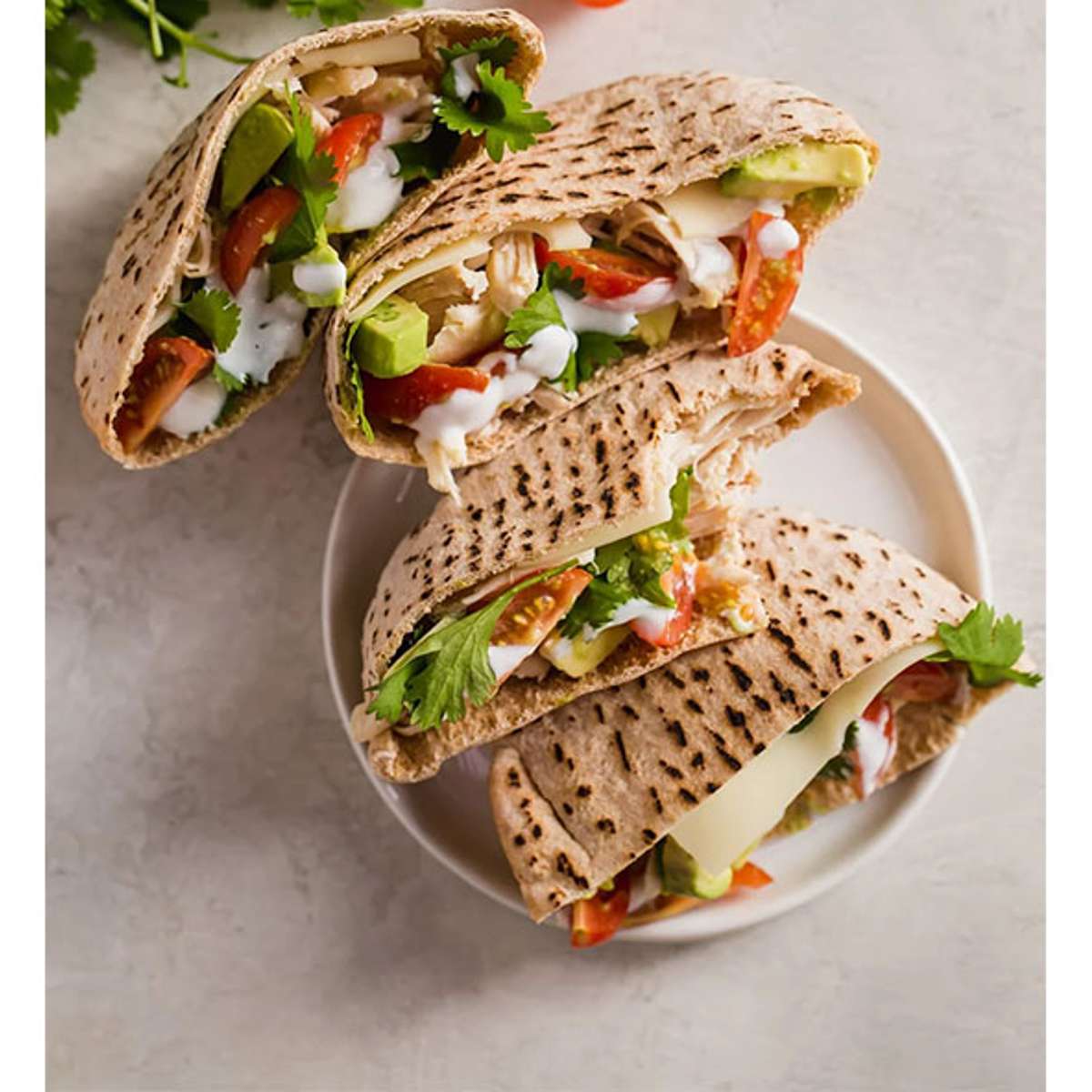 Chicken Avocado On A Pita Sandwich