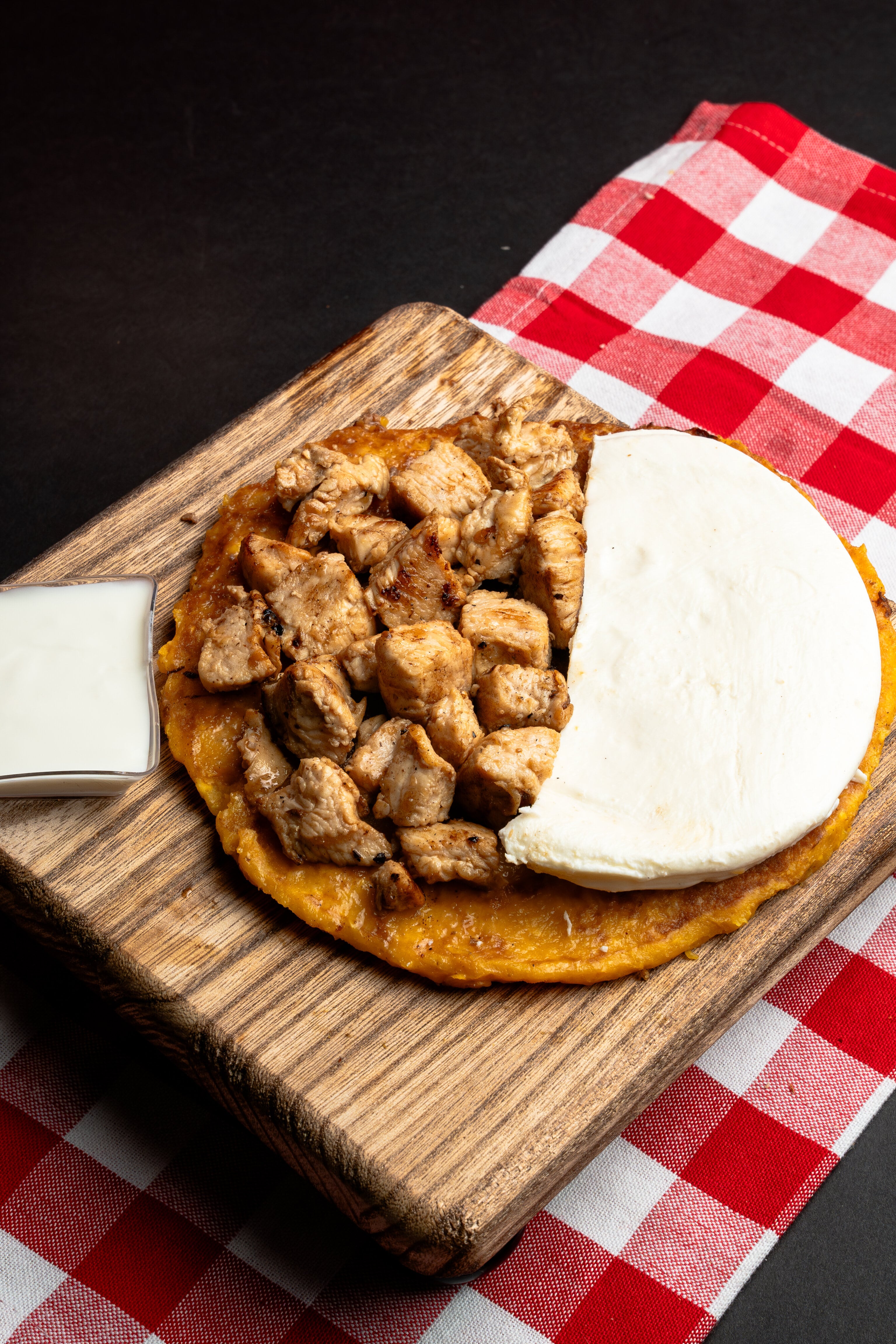 Cachapa with Hand Cheese and Chicken