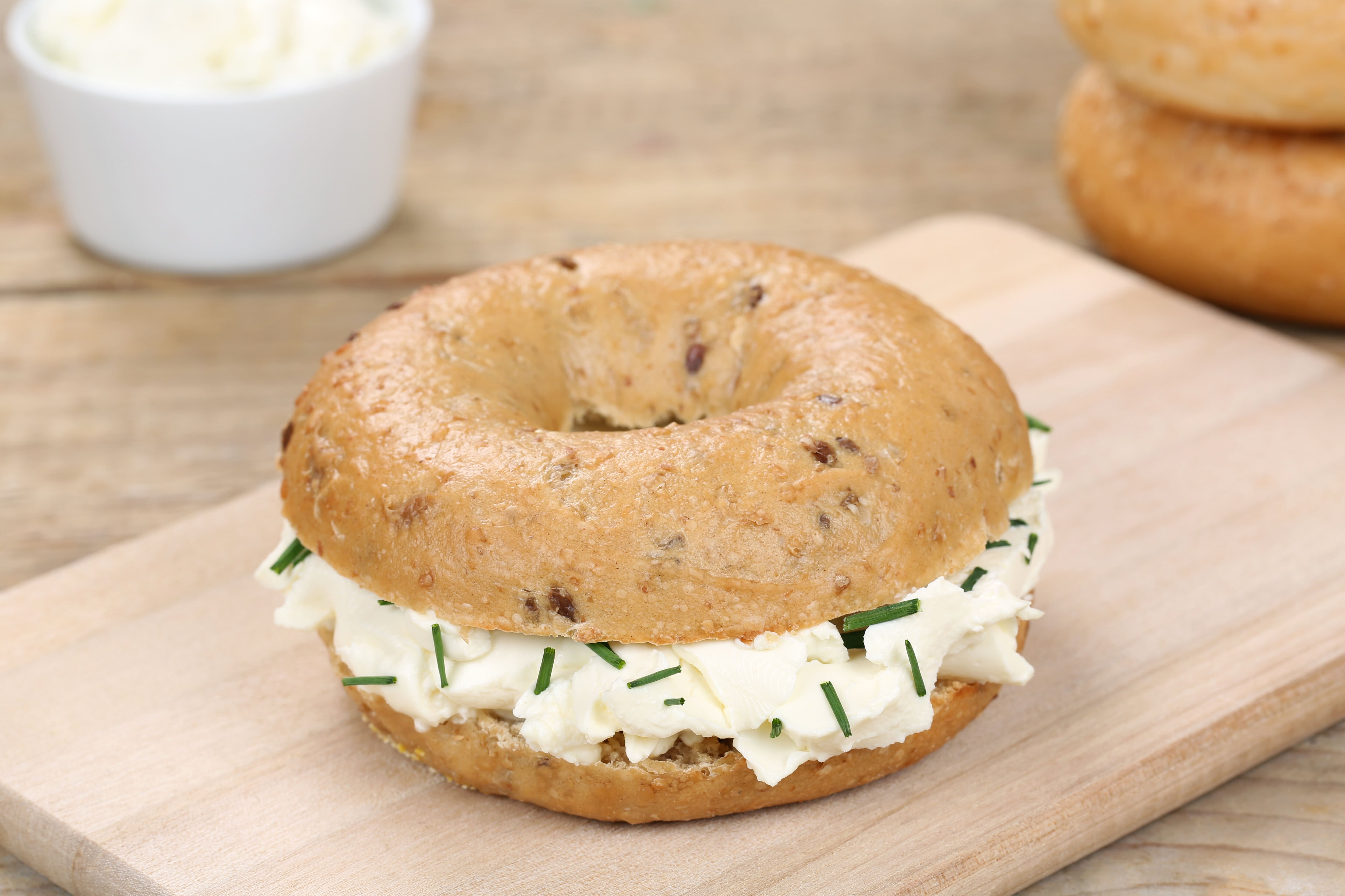 Toasted Bialy with Cream Cheese
