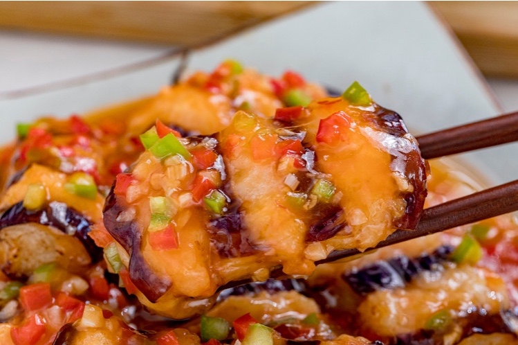 Pan-Fried Shrimp Stuffed Eggplants 百花酿茄子