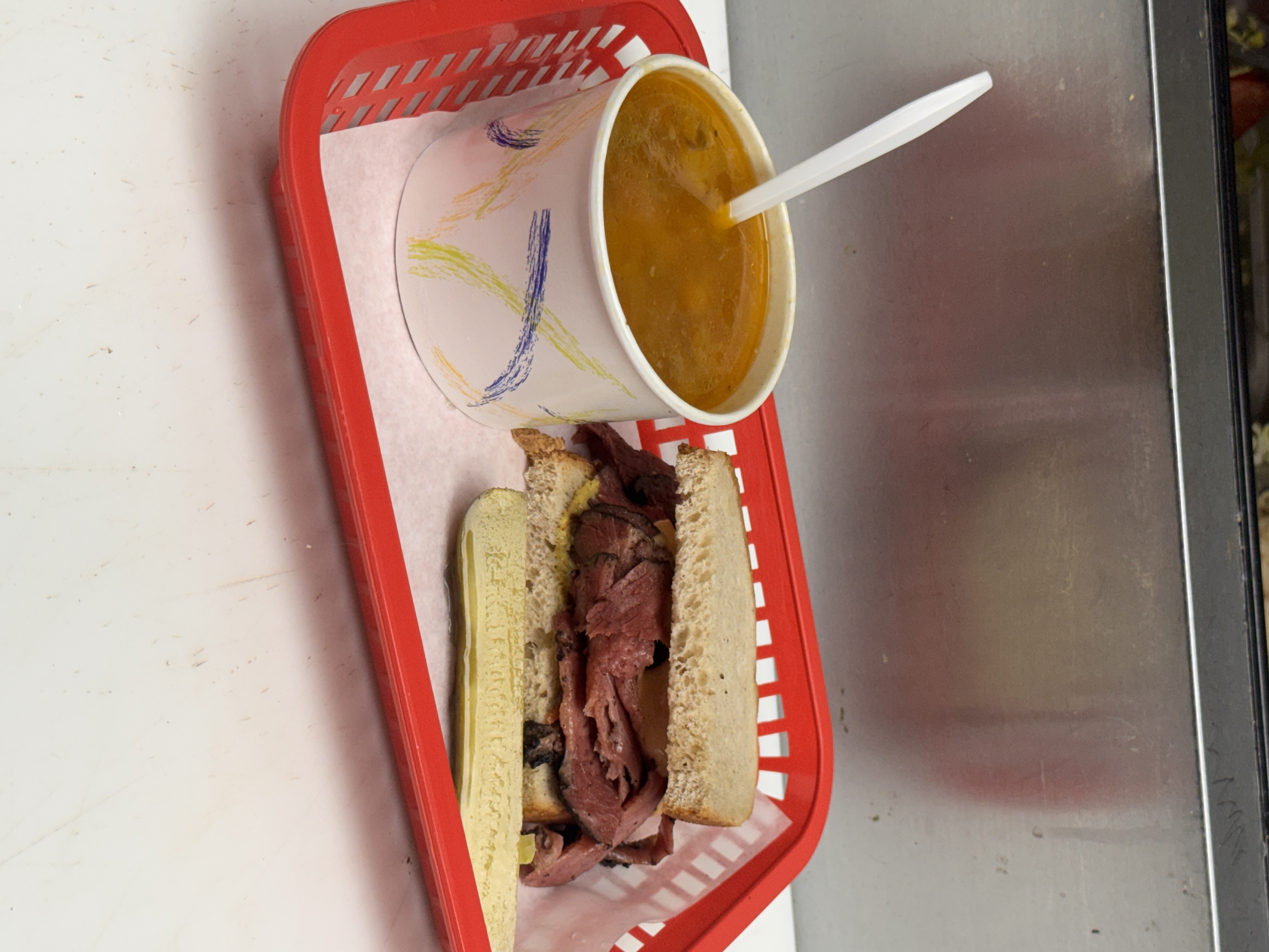 Half sandwiches with soup