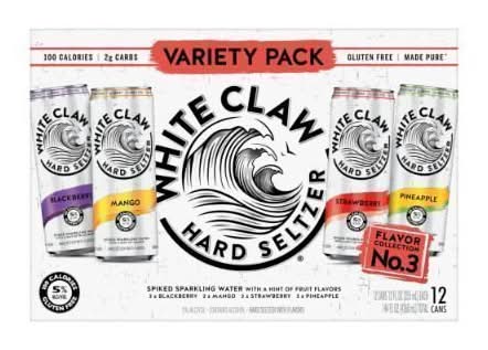 White Claw Hard Seltzer Variety pack, Mango-Strawberry-Black Berry-Pineapple (12 x 12 fl oz)