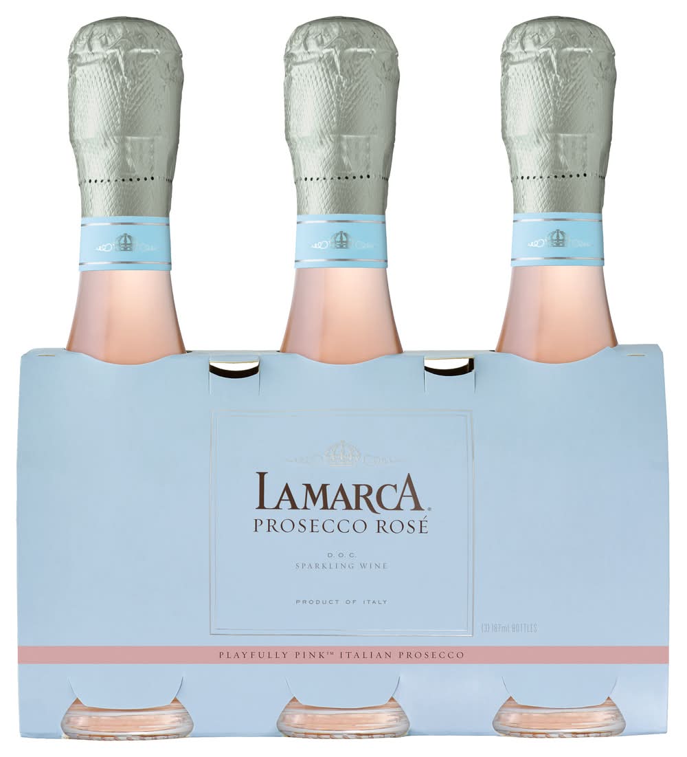 LaMarca Playfully Pink Prosecco Rose Sparkling Wine (3 x 6.5 oz)