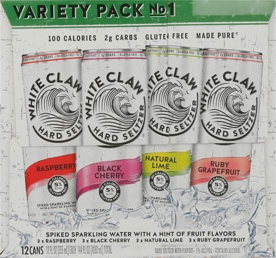 White Claw Spiked Sparkling Water Hard Seltzer Variety pack, Assorted (12 x 12 fl oz)
