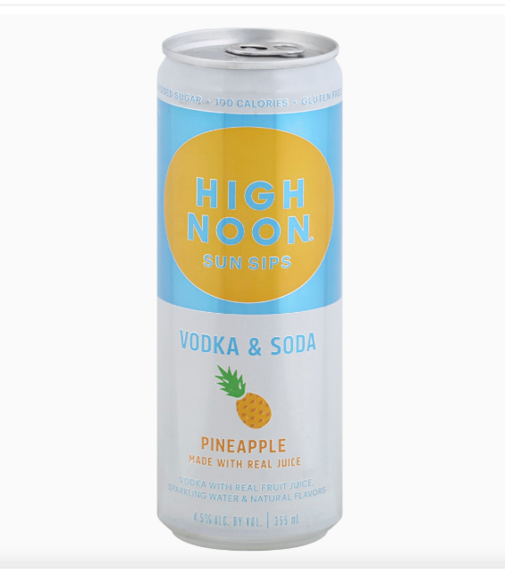 High Noon Sun Sips Hard Seltzer Vodka & Soda, Pineapple (4 x 12 fl oz)