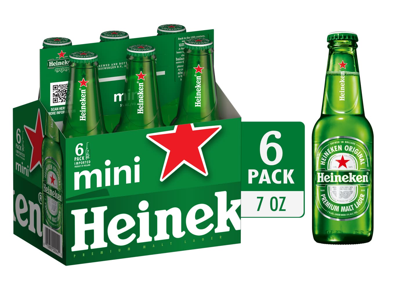 Heineken Mini Premium Malt Lager Beer (6 x 7 oz)