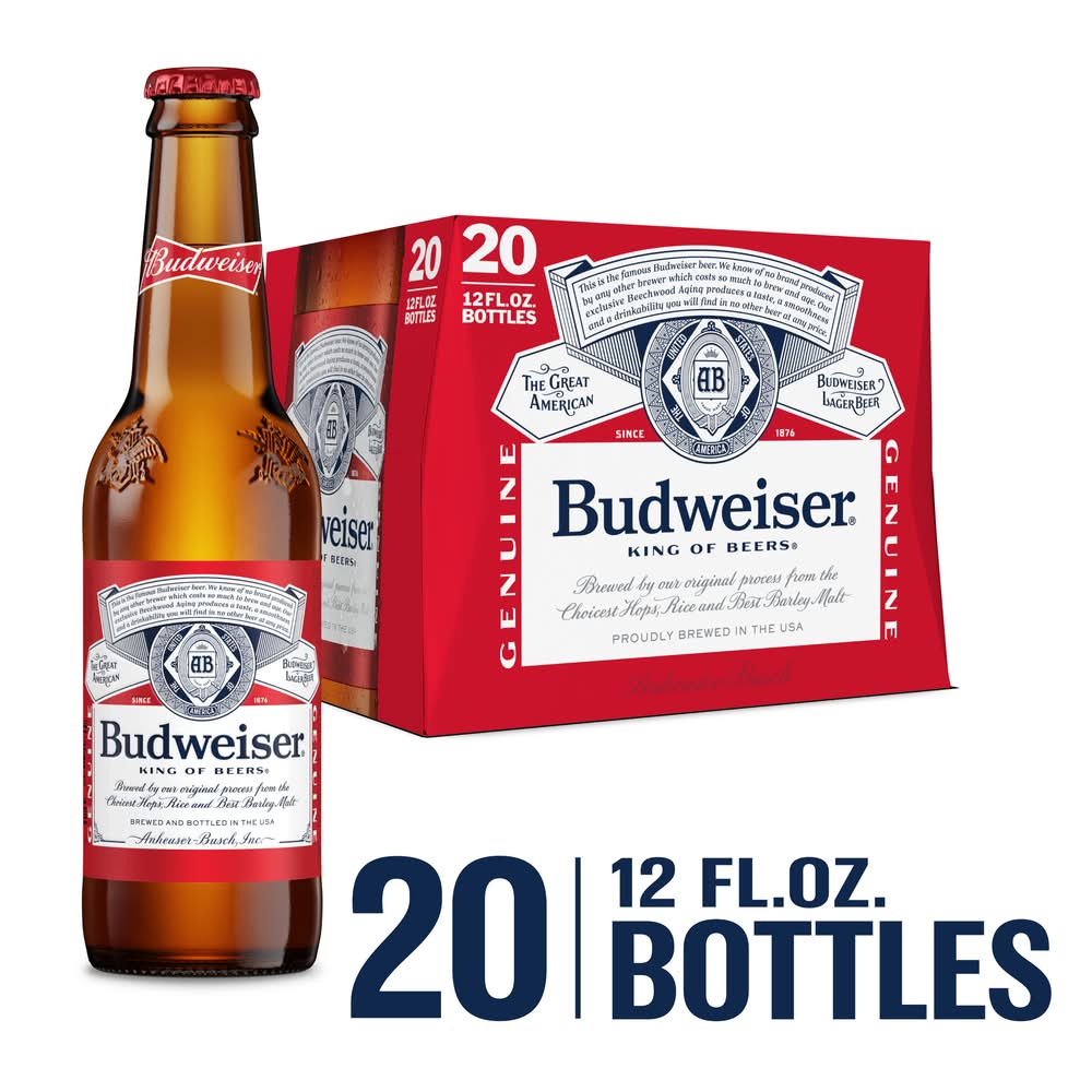 Budweiser American Style Lager Beer (20 x 12 fl oz)