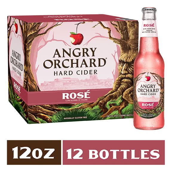 Angry Orchard Rosé Hard Cider, Spiked (12 x 12 fl oz)