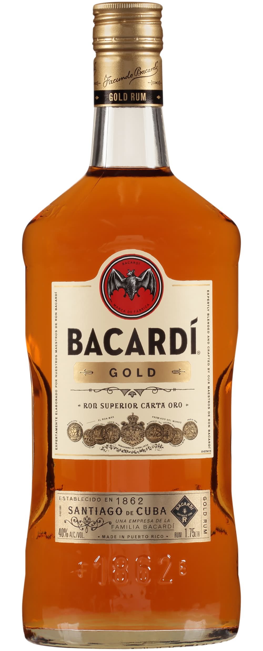 Bacardí Ron Superior Carta Oro Gold Rum (1.75 L)
