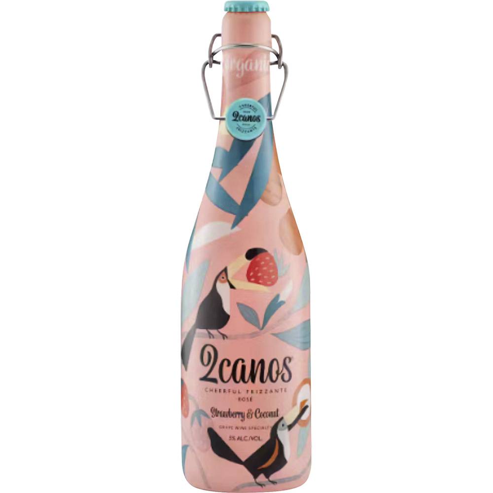 2canos Strawberry & Coconut Cheerful Frizzante Rose Wine (25.3 fl oz)