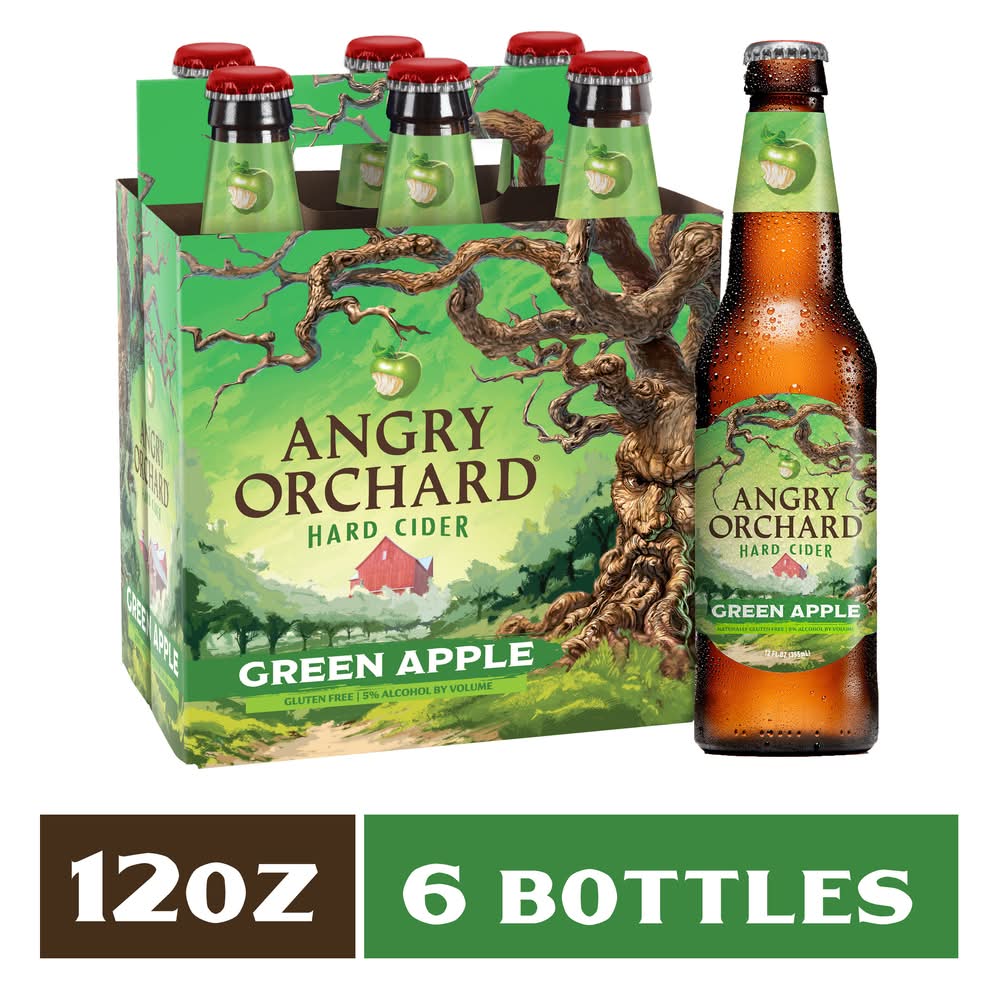 Angry Orchard Hard Cider Beer, Green Apple (6 x 12 fl oz)