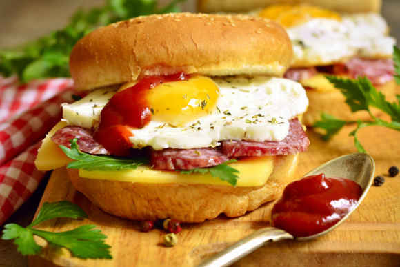 Salami, Egg & Swiss Sandwich