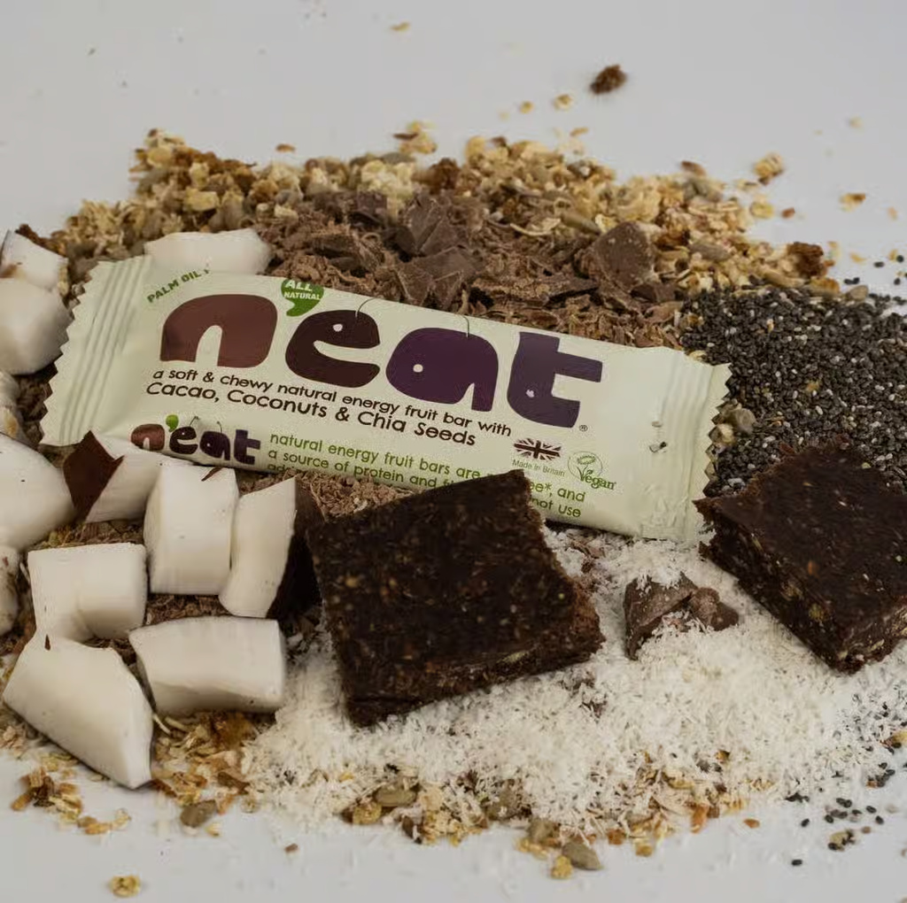 A Soft & Chewy Natural Energy Fruit Bar with Cacao, Coconuts & Chia Seeds