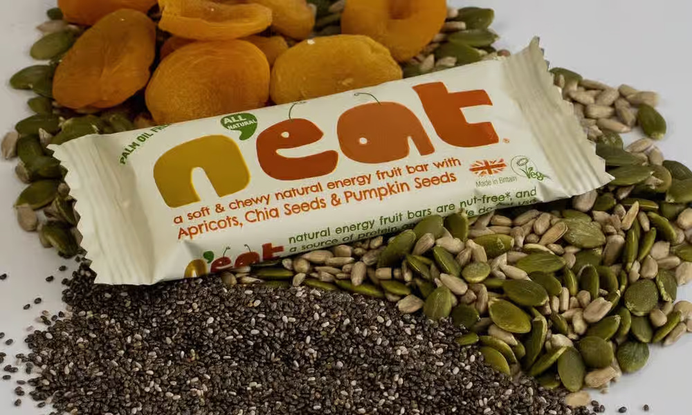 A Soft & Chewy Natural Energy Fruit Bar with Apricots, Chia Seeds & Pumpkin Seeds