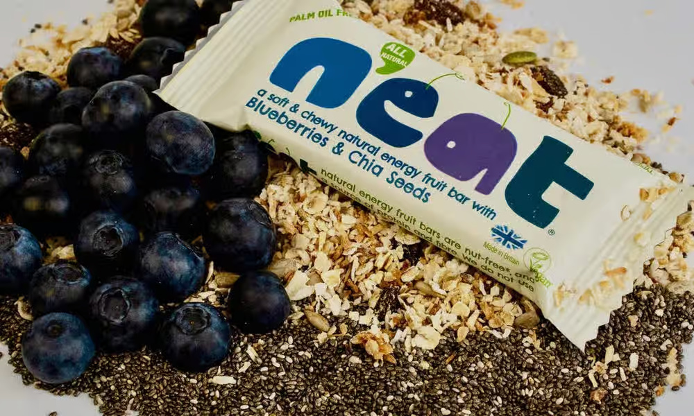 A Soft & Chewy Natural Energy Fruit Bar with Blueberries & Chia Seeds Made in Britain natural energy fruit bars