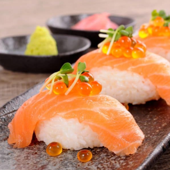 Salmon with Ikura Sushi