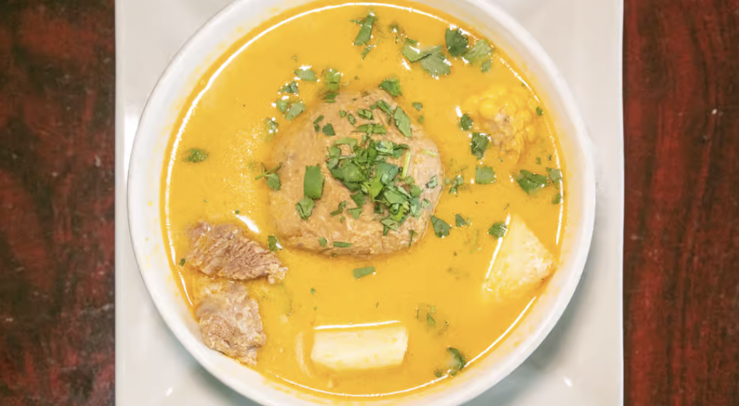 Caldo de Bola con Carne / Green Plantain Dumpling Soup with Beef