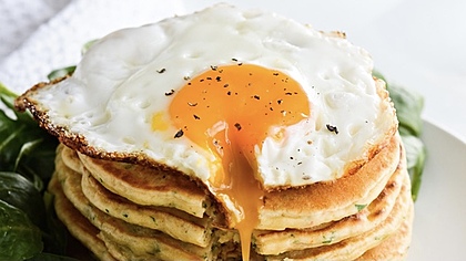 2 Cinnamon Pancakes and 2 Eggs