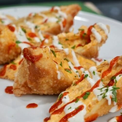 Buffalo Chicken, Mac & Cheese Egg Rolls