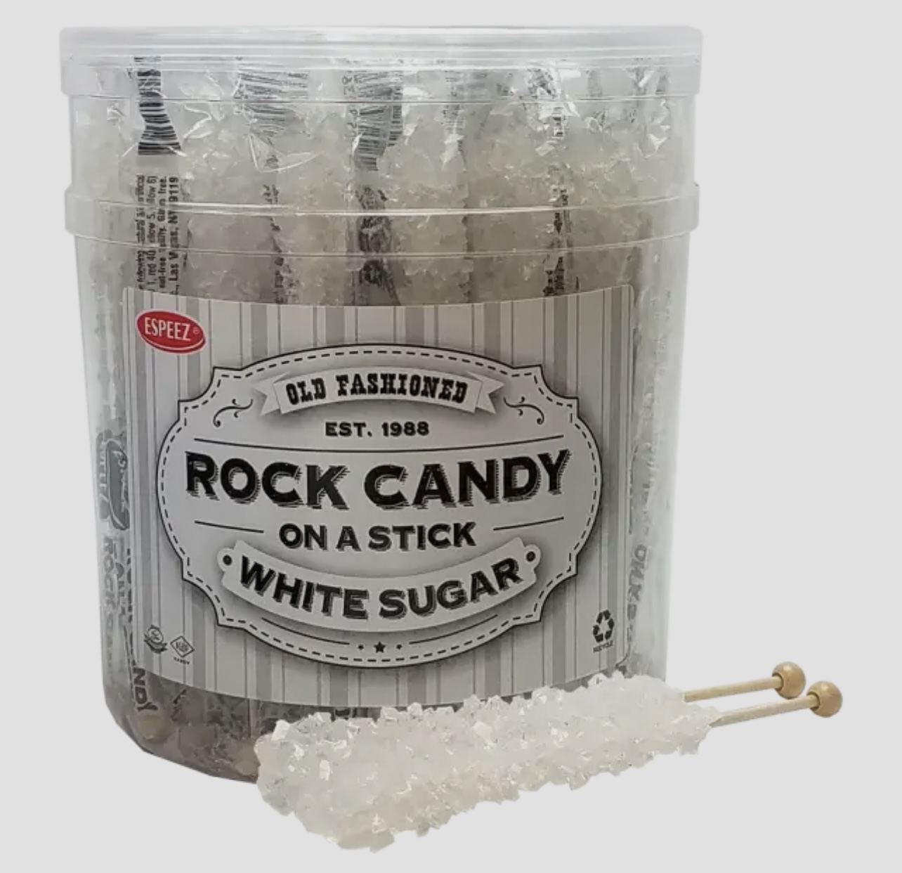 White Rock Candy On a Stick Jar
