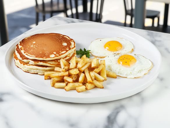 Pancakes, Eggs, Home Fries