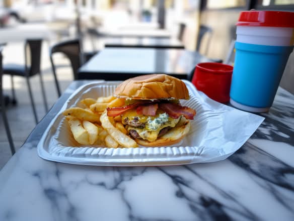 Special Burger with Bacon & Eggs