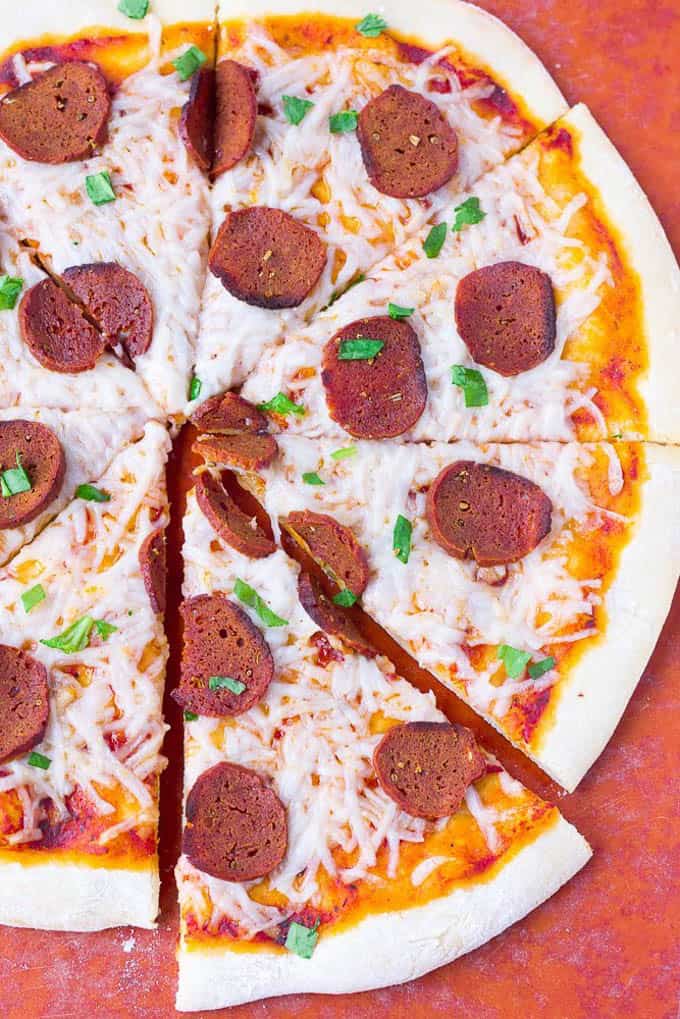 Large Vegan Cheese Pizza with Vegan Pepperoni Pizza