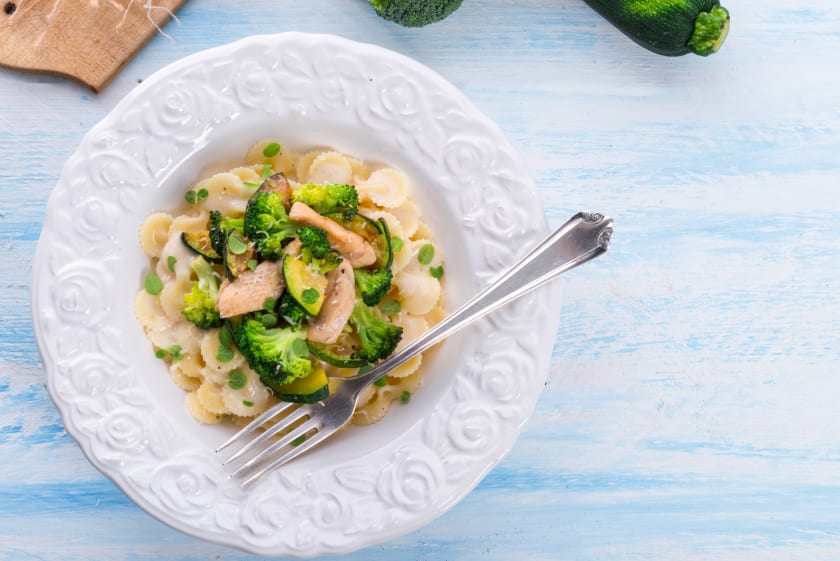 Pasta With Broccoli And Mushroom With Garlic Oil