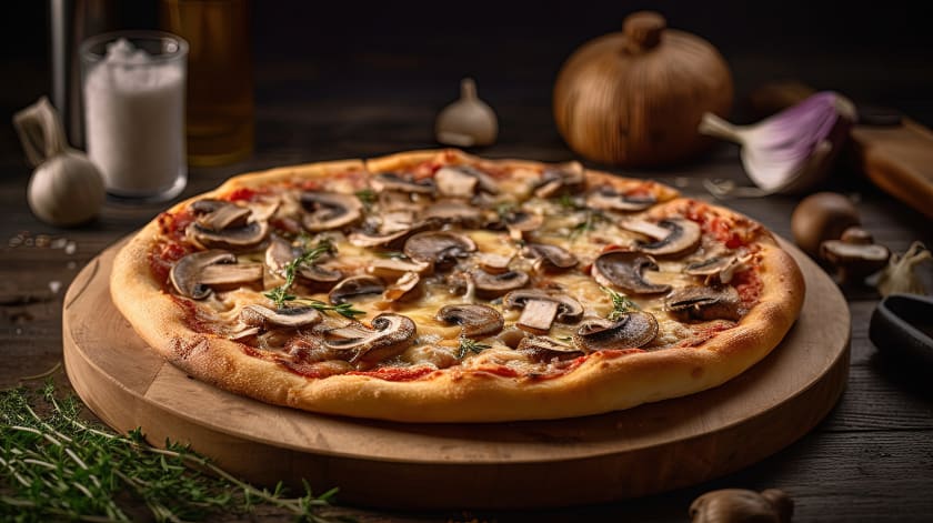 Large Pizza With Fresh Mushroom