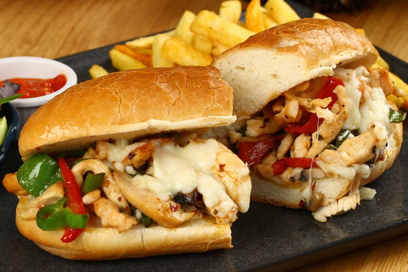 Sausage, Pepper, Onion Parmesan Sandwich