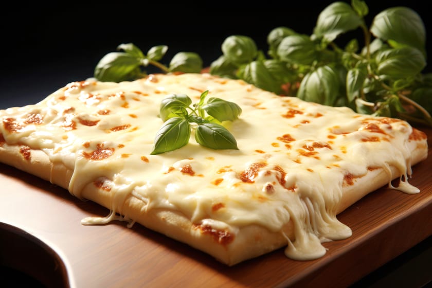 Square white Pizza with Ricotta