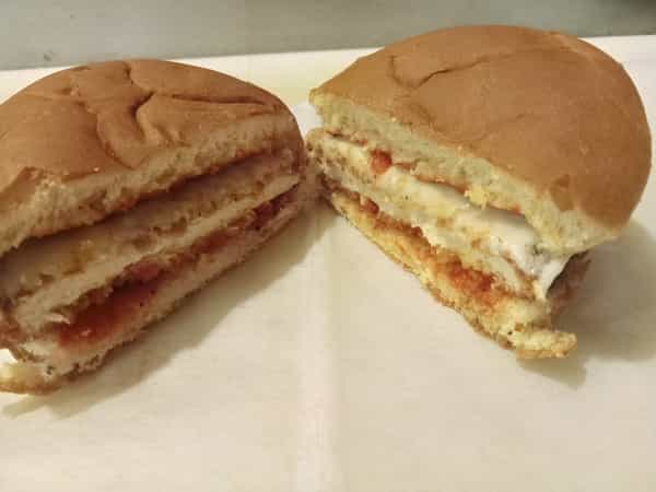 Chicken Parmesan sandwich with Fries