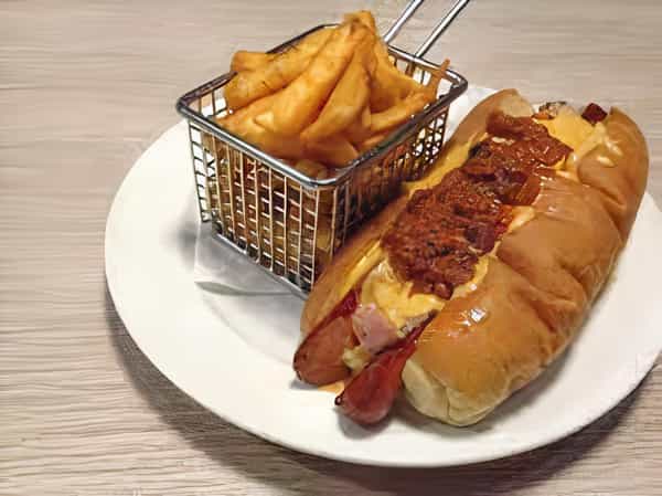 Chilli Cheese Dog with Fries