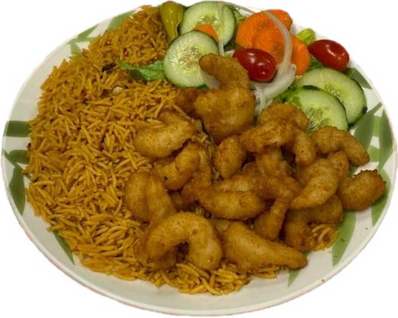 21 Pieces Shrimp, Rice & Can of Soda