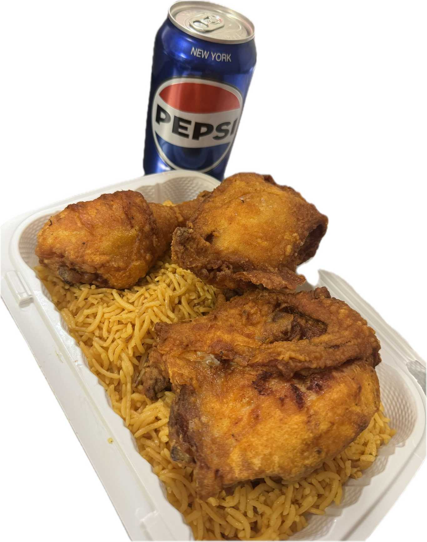 3 Pieces Chicken, Rice, & Can of Soda