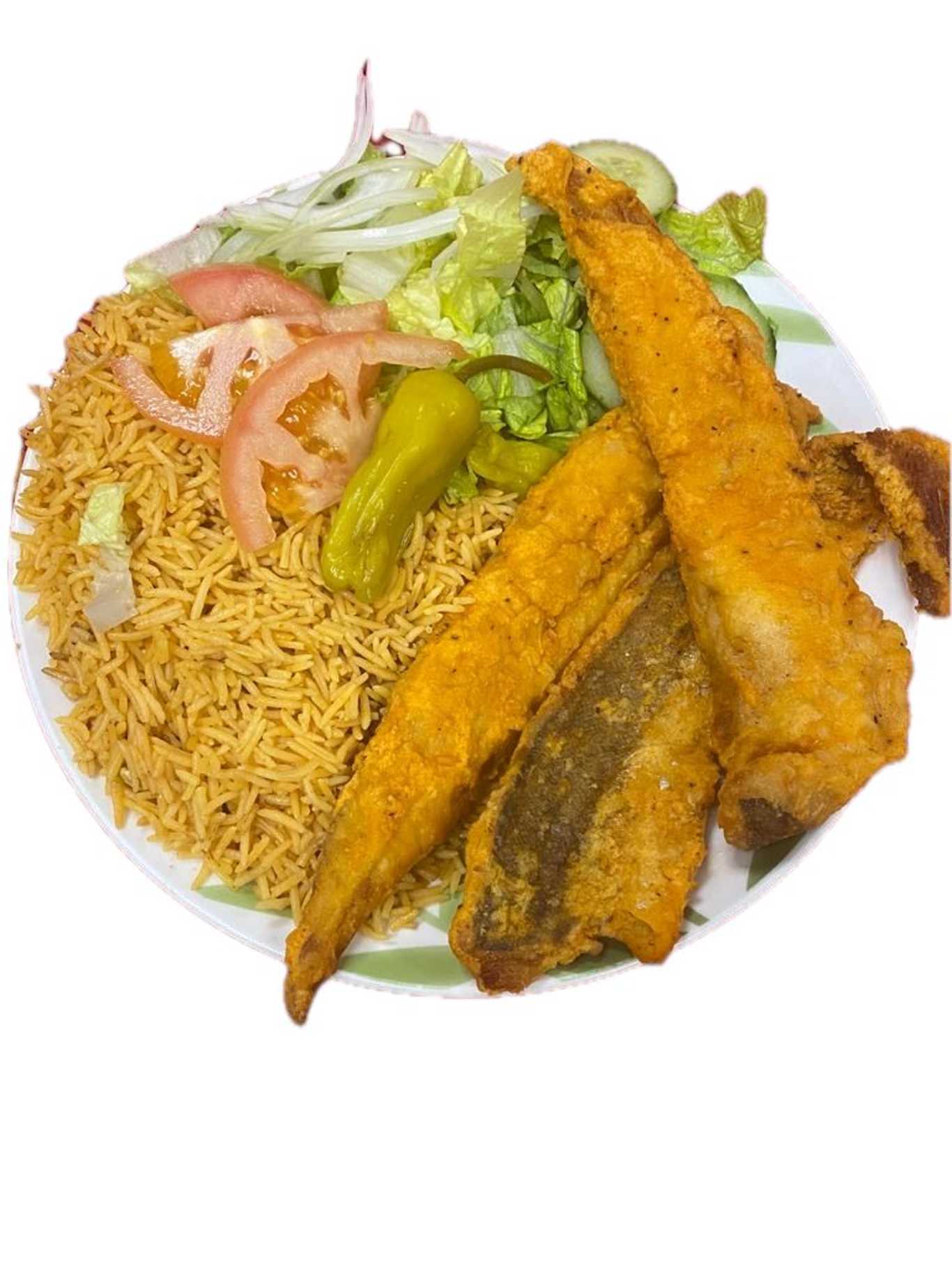 2 Pieces Fish, Rice, & Can of Soda