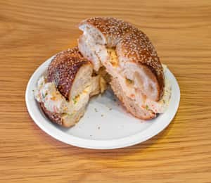 Vegetable Cream Cheese Salad on Bagel