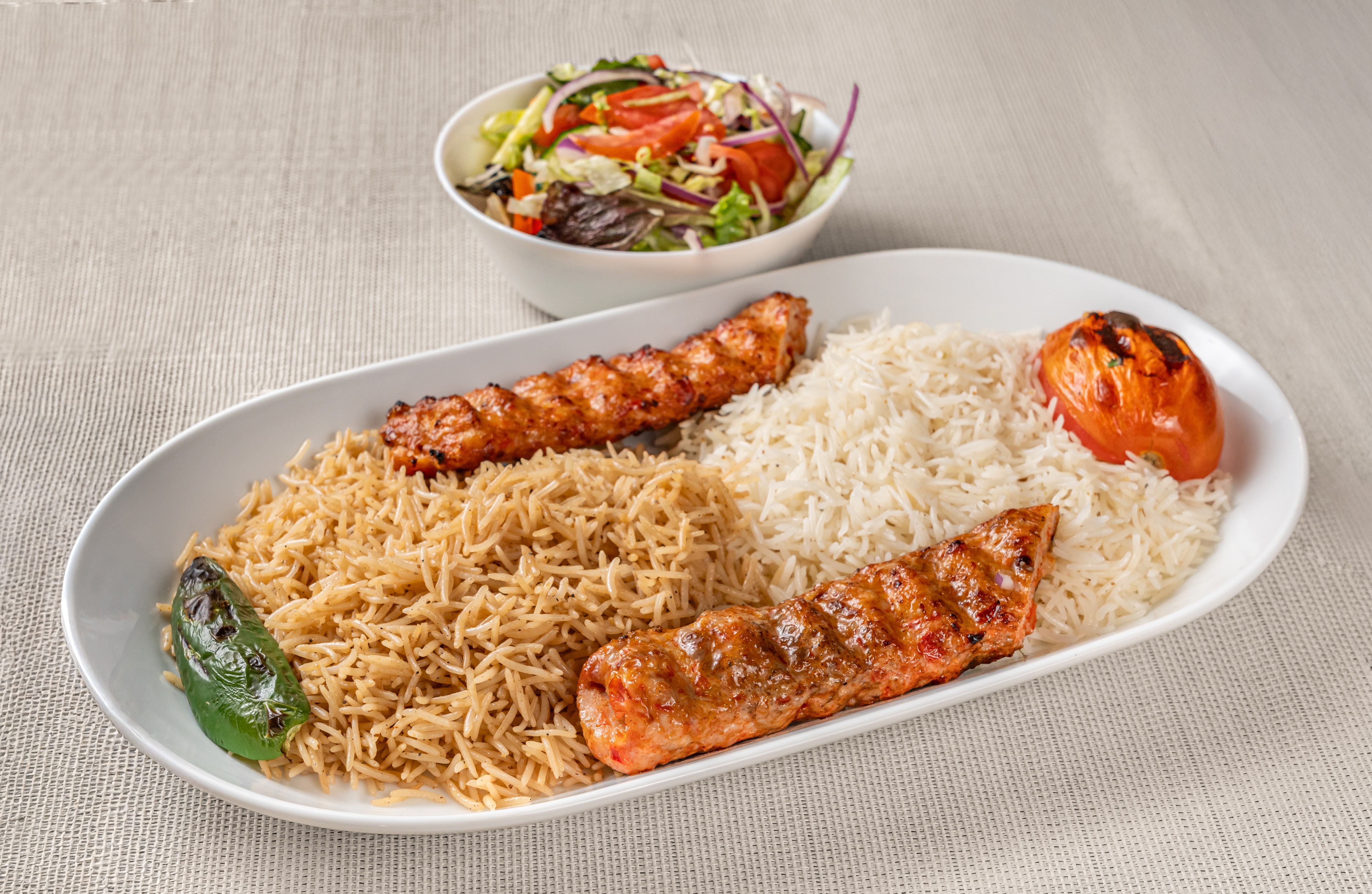 Chicken Kofta Kebab with Brown or White rice