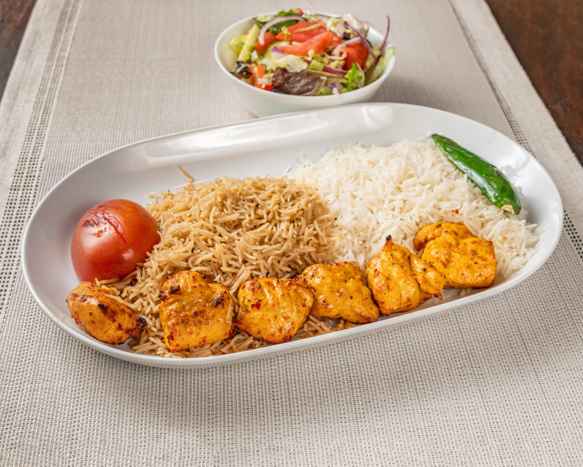 Kabuli Chicken Kebab with Brown or White rice