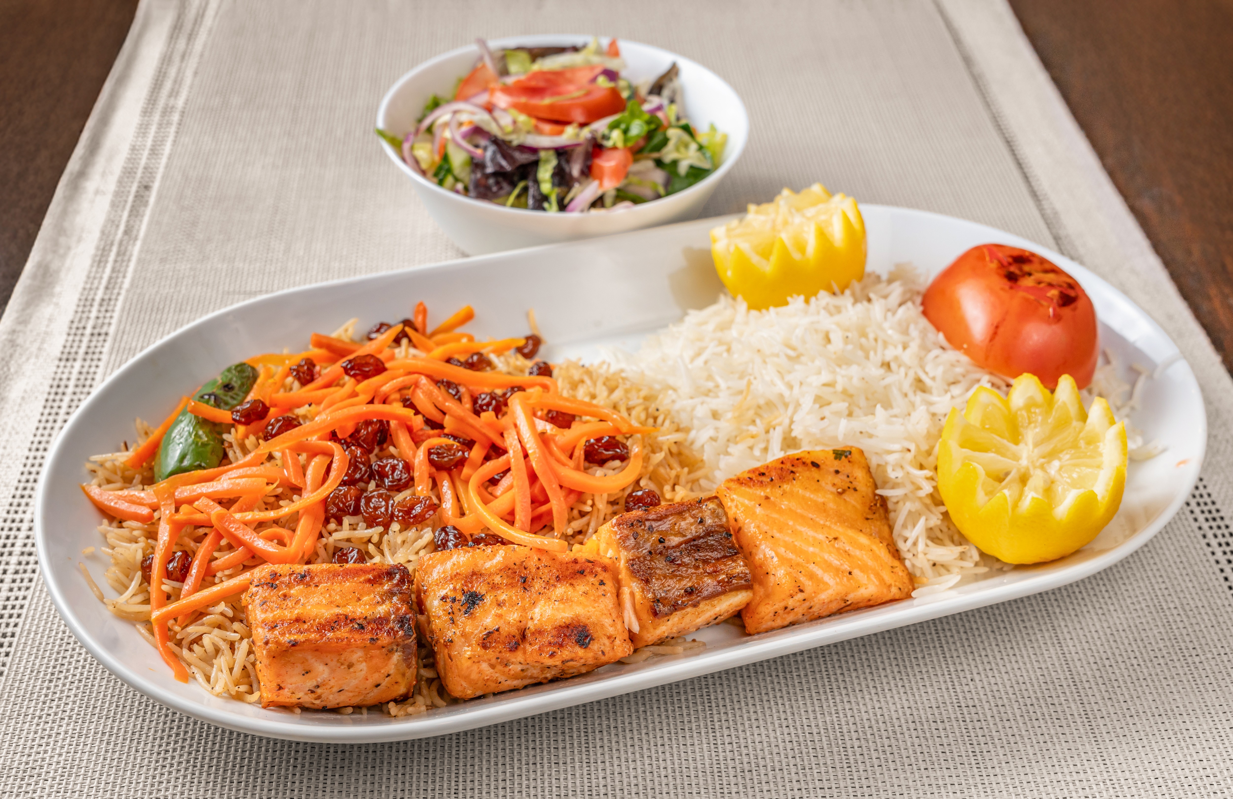 Salmon Kebab with Brown or White rice