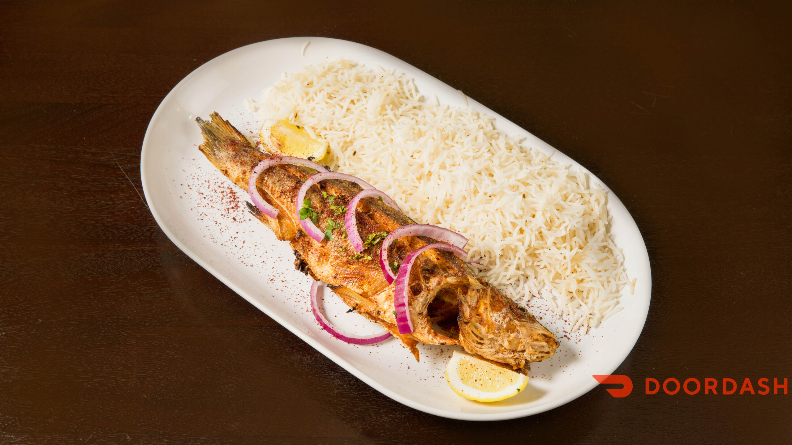 Fried or Grilled Bronzini Fish with Brown or White rice