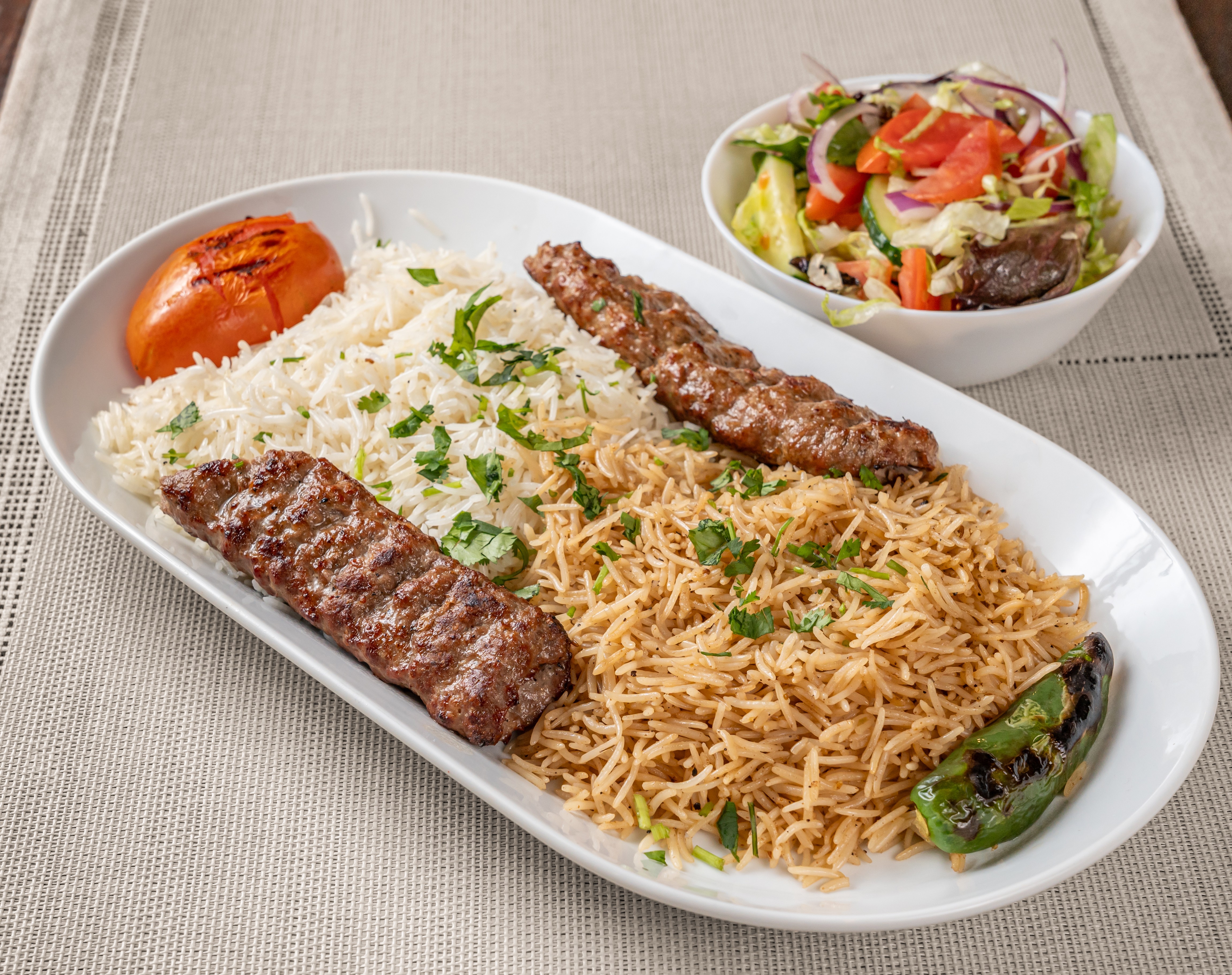 Beef Kofta Kebab with Brown or White rice