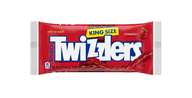 Twizzlers Low Fat Twists Strawberry Licorice Candy King Size